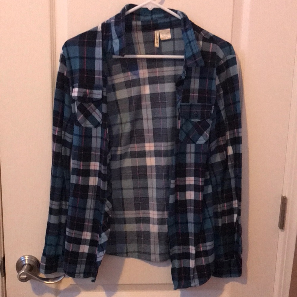 Pink, Blue, and white Flannel